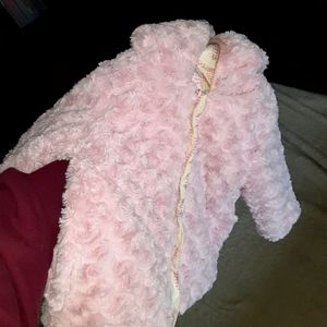 Fuzzy pink baby girls winter coat 24m